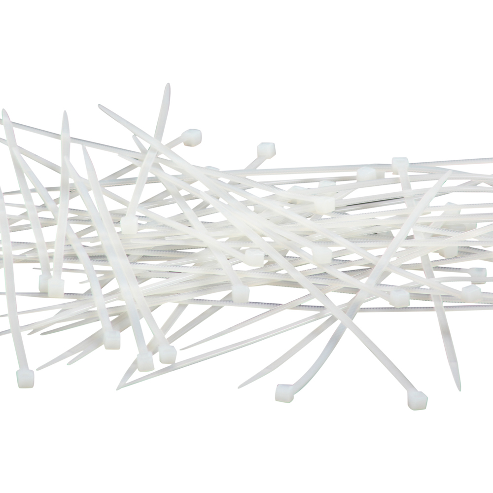 CDP100-25X190B Cinchos de plástico 2.5x190 mm, 100 pzas, Blanco